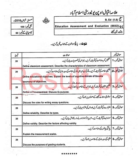 Allama Iqbal Open University Past Papers 2023.